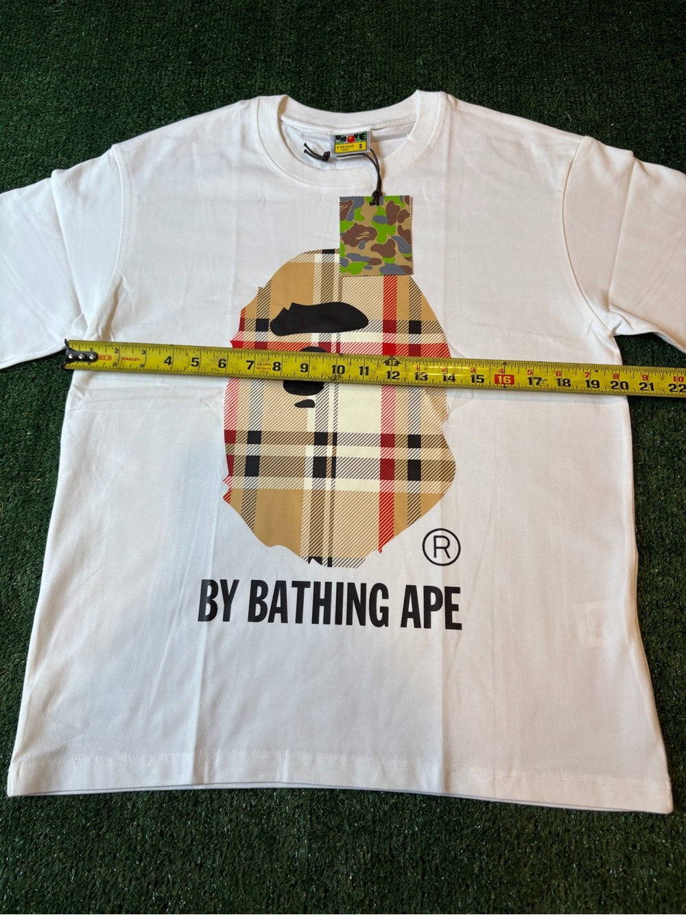 A Bathing Ape x Burberry White Plaid Logo Tee - Picture 9 of 9